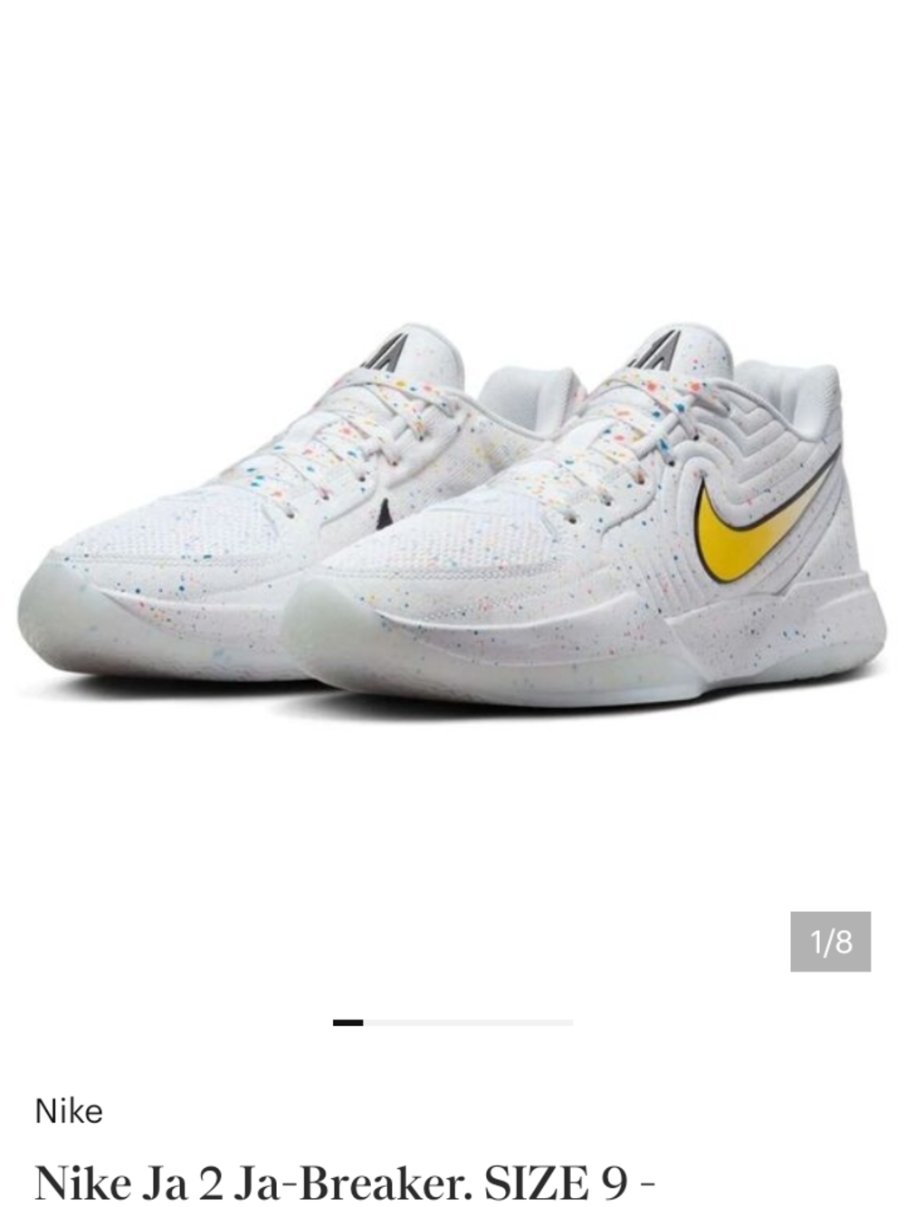 Nike White Low-Top Sneakers with Yellow Swoosh and Multicolor Speckle